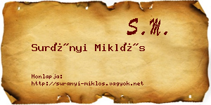 Surányi Miklós névjegykártya